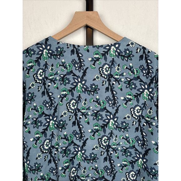 Vermont Country Store Floral Tunic Women's XL Blue Green Peasant Top Boho Artsy - Picture 6 of 10